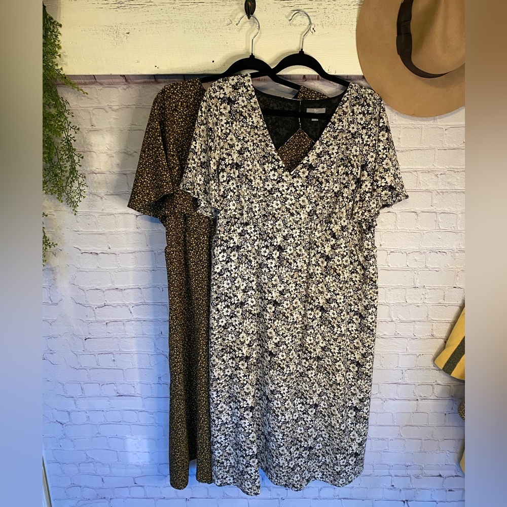 Thyme Maternity Midi Paisley Print Stretch Summer Dresses Pair Size XL
